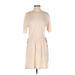 Old Navy Casual Dress Crew Neck 3/4 sleeves: Tan Solid Dresses - Women's Size Small