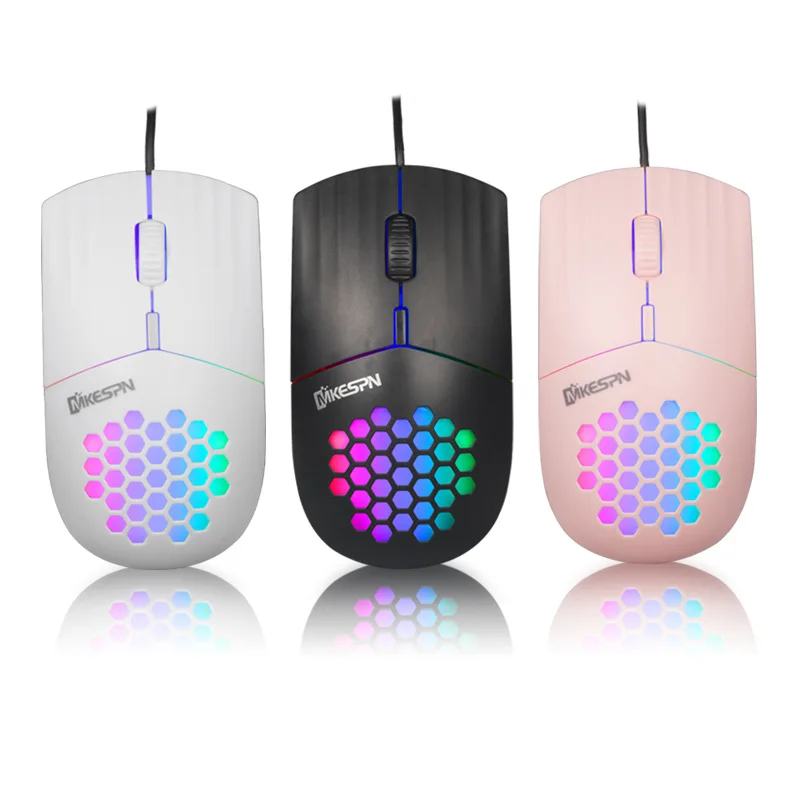 Mouse cablato tipo C o USB A Mouse retroilluminato RGB da 1600 DPI Mause da gioco a nido d'ape per computer iPad Mac Tablet MacBook Air Laptop PC