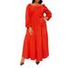 O-ring Long Sleeve Tiered Maxi Dress