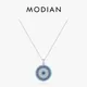 MODIAN 925 Sterling Silver Luxury Vintage Pendant Necklace Turquoise Blue Clear CZ Link Chain For