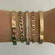 New Design Zircon inlaid Bracelets & Bangles For Women Gold Silver Color Stainless Steel Screw