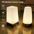Wireless PIR Motion Sensor LED Night Light Battery Operated Table Lamp Smart Bedside Lamp For Home