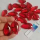 Camal 20pcs 37mm Red Crystal Smooth Teardrop Beads Prism Pendant Lamp Chandelier Hanging Ornament