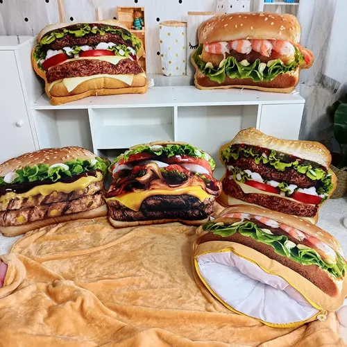Lebensechte Plüsch Hamburger Kissen Spielzeug Simulation Gefüllte Fast-Food-Hamburger Werfen Kissen