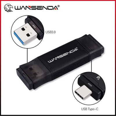 WANSENDA TYPE-C USB 3,0 Flash drive 512GB 256GB 128GB 64GB 32GB 16GB Pen Drive für Typ-c/PC Externe Image