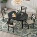 Farmhouse Style 5-Piece Dining Table Set, Extendable Round Table with 4 Upholstered Dining Chairs