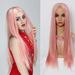 Ediodpoh Women s Fashion Wig Pink Synthetic Hair Long Wigs Wave Curly Wig Wigs for Women Pink