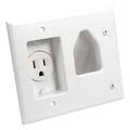 Cable Central LLC Recessed Low Voltage Cable Plate with Recessed Power White