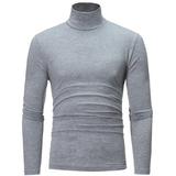 inhzoy Mens Turtleneck Thermal Tops Long Sleeve Base Layer Shirts Undershirt Gray S