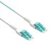 Cable Central LLC Fiber Optic Cable 20 Pack 1M (3.2 Feet) LC to LC Fiber Patch Cable Uniboot LC/UPC-LC/UPC OM3 Multimode Duplex OFNR Aqua Fiber Optic Patch Cable With Optical Fiber Cable