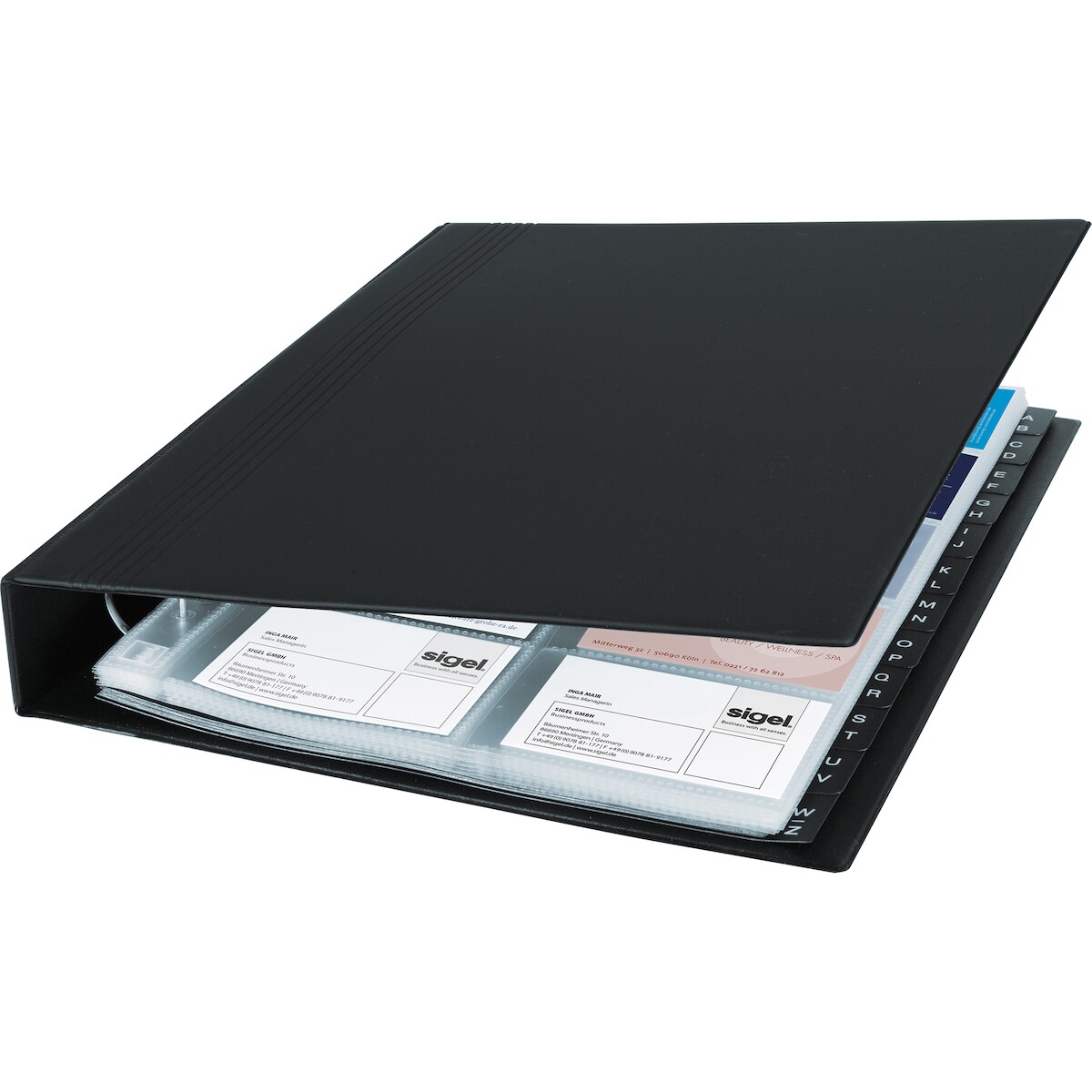 SIGEL Visitenkartenringbuch VZ301 max. 400Karten 20Hüllen schwarz Image