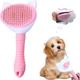 Dog Brush, Grooming Brush Self-Cleaning Cat Brush Pet Dog Brush Pet Brush, Suitable for Short and Long Hair Dogs Cats (Pink)