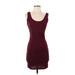 Forever 21 Casual Dress - Bodycon Scoop Neck Sleeveless: Burgundy Print Dresses - Women's Size Small
