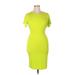 Nina Parker Casual Dress - Bodycon Crew Neck Short sleeves: Green Print Dresses - Women's Size 1X