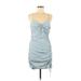 Cotton Candy LA Casual Dress - Mini: Blue Acid Wash Print Dresses - Women's Size Medium