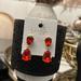 Jessica Simpson Jewelry | Jessica Simpson Red And Gold Tone Dangling Drop Earrings | Color: Gold/Red | Size: Os