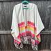 American Eagle Outfitters Sweaters | American Eagle Outfitters Bohemian Fringe Aztec Ivory Poncho Shawl Shrug One Sz | Color: Cream | Size: One Size
