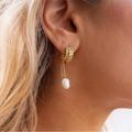 Anthropologie Jewelry | Anthropologie Pearl Threader Earrings | Color: Gold/White | Size: Os