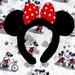 Disney Accessories | Disney Parks Childrens Fuzzy Minnie Mouse Ears | Color: Black/Red | Size: Osg