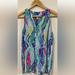 Lilly Pulitzer Tops | Lilly Pulitzer Bailey Sleeveless Silk Top In Multi Light As A Feather Size S | Color: Blue/Green | Size: S