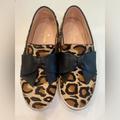 Kate Spade Shoes | Kate Spade Delise Leopard Print Calf Hair Black Napa Bow Slip On Shoes | Color: Brown/Tan | Size: 7.5