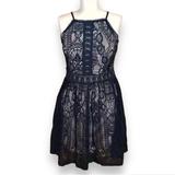 Anthropologie Dresses | Anthropologie Francesca Bird Cage Black Lace Dress M Speggetti Strap Mini Dress | Color: Black | Size: M