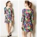 Anthropologie Dresses | Hd In Paris Multi Colorful Floral 3/4 Sleeve Shift Dress Small Nwt | Color: Blue/Pink | Size: S