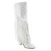 Jessica Simpson Shoes | Jessica Simpson Asire2 Rhinestone Embellished Fringe Knee High Boots Size 5.5 | Color: White | Size: 5.5 Medium