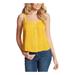 Jessica Simpson Tops | Jessica Simpson Womens Lace Pleated Front Button Sleeveless Square Neck Top | Color: Yellow | Size: Xs