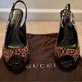 Gucci Shoes | Gucci Shoes Heels Ombr Animal Print Sling Backs Patent Leather Trim Beautiful | Color: Red | Size: 9.5