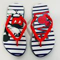 Disney Shoes | Disney Sandals Flip Flops Mickey Mouse Blue Stripes Hearts Multicolor Women Sz 9 | Color: Blue/White | Size: 9