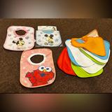 Disney Accessories | Huge Bundle Bibs All Brand New Disney Mickey Mouse Minnie Sesame Street Elmo | Color: Blue/Red | Size: Osbb