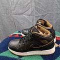 Nike Shoes | Nike Air Jordan Retro 1 Mid Shoes Sneakers Gs Black Gold Youth Size 6 | Color: Black/Gold | Size: 6bb