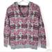 American Eagle Outfitters Sweaters | American Eagle | V Neck Aztec Hooded Sweater | Color: Gray/Pink | Size: S