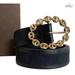 Gucci Accessories | Authentic Gucci Black Monogram Canvas Leather Gold Chain Buckle Belt Size 85/34 | Color: Black | Size: 85/34