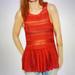 Free People Tops | Intimately Free People Burnt Orange Red Sheer Ruffled Lace Tunic Tank Top Fall | Color: Orange/Red | Size: Xs