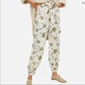 Free People Pants & Jumpsuits | Free People In The Midnight Hour Light Cream Floral Cotton Balloon Pants | Color: Cream/Purple | Size: M