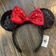 Disney Costumes | Authentic Sequins Minnie Mouse Headband From Disney | Color: Black/Red | Size: Osg