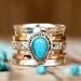 Free People Jewelry | - Mixed Metals & Turquoise (Titanium) Ring Size 9 | Color: Tan | Size: 9