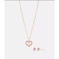 Coach Jewelry | Coach Heart Necklace And Stud Earrings Set | Color: Gold/Pink | Size: Os