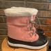 Columbia Shoes | Cat And Jack Pink/ Black/ White Leather/ Rubber Girl’s Lace Up Boots Size 3 | Color: Pink | Size: 3bb