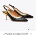 Tory Burch Shoes | New Tory Burch Appliqu Gold Embossed Slingback Pumps Sz 7 | Color: Black/Gold | Size: 7