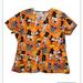 Disney Tops | Disney Women’s Scrub Top Halloween Mickey Minnie Shirt Nursing Orange | Color: Black/Orange | Size: Xl