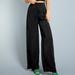 Zara Pants & Jumpsuits | Black Satin High Waist Pleated Pants -Medium | Color: Black | Size: M