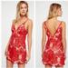 Free People Dresses | Free People Night Shimmers Red Lace Sequins Mini Dress Size 2 | Color: Red/Tan | Size: 2