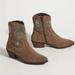 Anthropologie Shoes | Anthropologie Floral Suede Brown Beaded Western Boots | Color: Brown/Silver | Size: 10