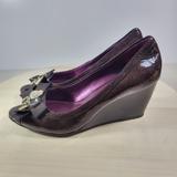 Coach Shoes | Coach Poppy Jaden Brown Wedge Open Peep Toe Pumps Shoes Sz 5.5 B | Color: Brown | Size: 5.5