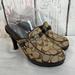 Coach Shoes | Coach Cleo Signature Monogram Made In Italy High Heel Mule Size 9 | Color: Brown/Tan | Size: 9