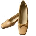 Coach Shoes | Coach Women Vtg Tan Smooth Leather Square Toe Dress Shoes With Bow Size 8.5 | Color: Tan | Size: 8.5