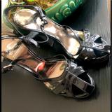 Burberry Shoes | Burberry Black Patent Leather Strappy Platform Sandals | Color: Black | Size: 8